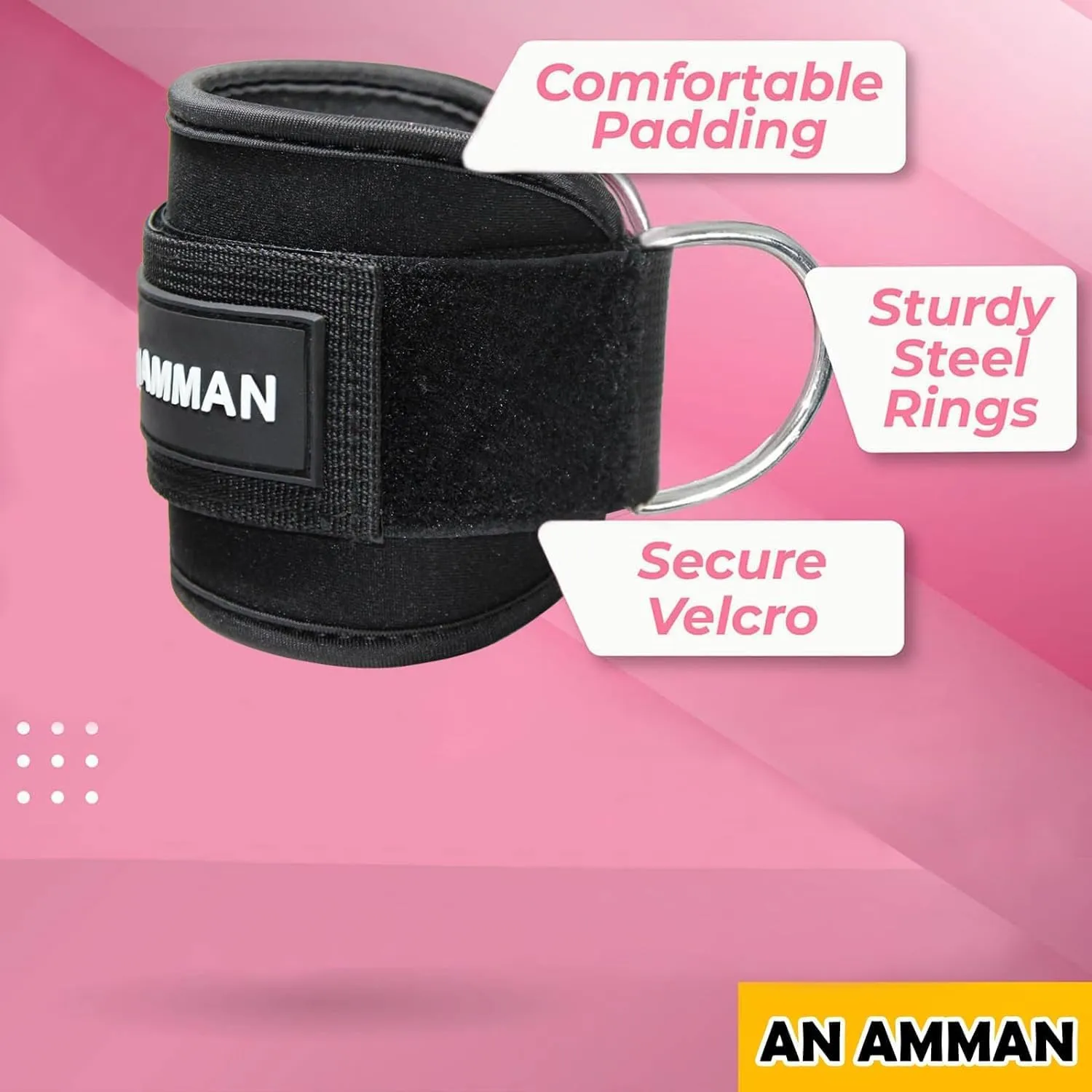Glute Kick Back Ankle Strap for Cable Machine - Leg Cuffs Working Out Bands - Gym Attachments Equipment - AM003