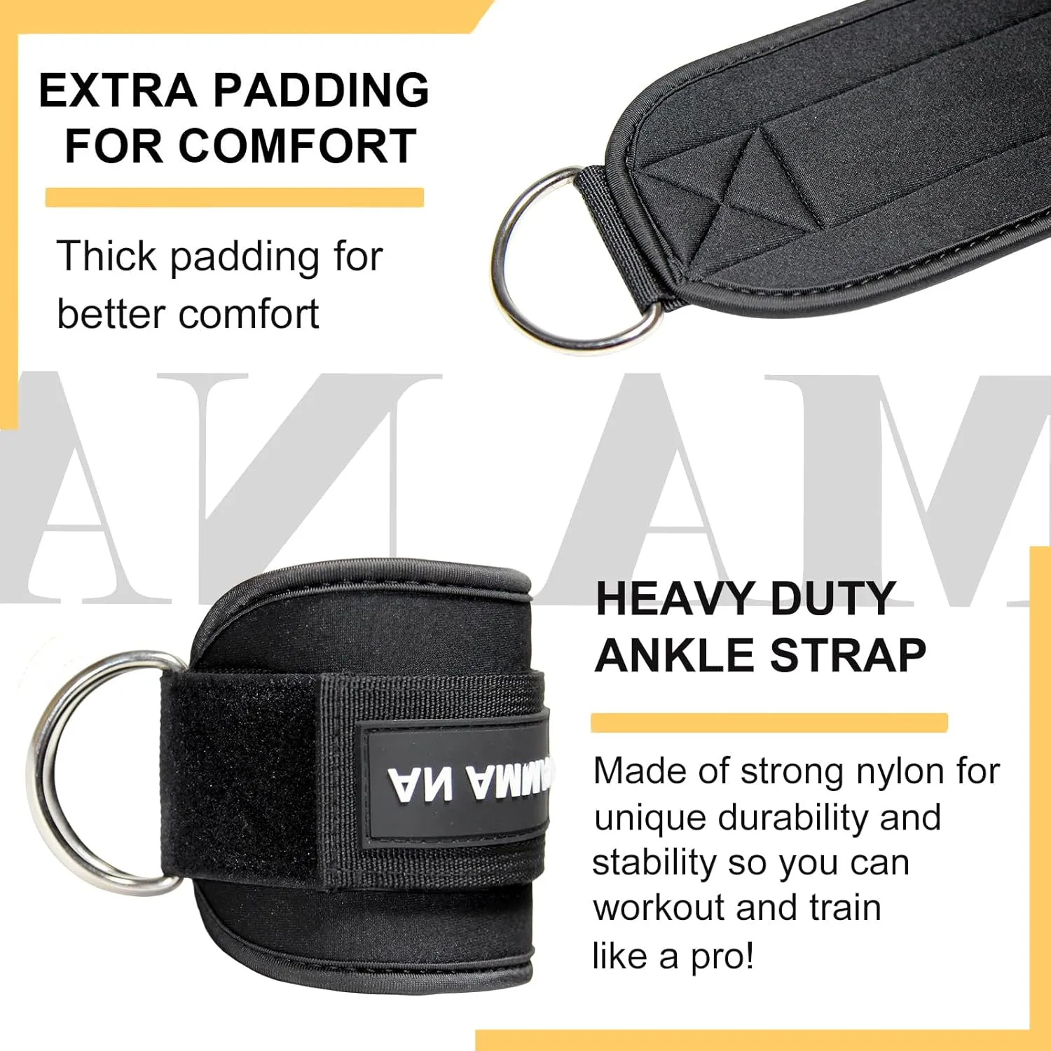 Glute Kick Back Ankle Strap for Cable Machine - Leg Cuffs Working Out Bands - Gym Attachments Equipment - AM003