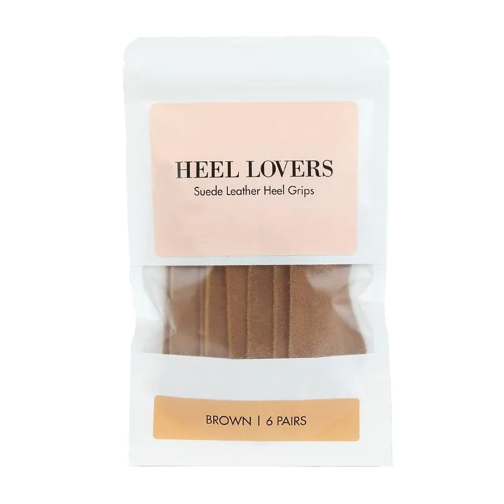 Heel Lovers Suede Leather Heel Grips, Brown - 6 Pairs