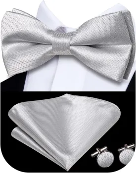 Hi-Tie Bow Ties for Men Pre-Tied Pocket Square with Cufflinks Mens Bowtie Sets for Wedding Formal Party