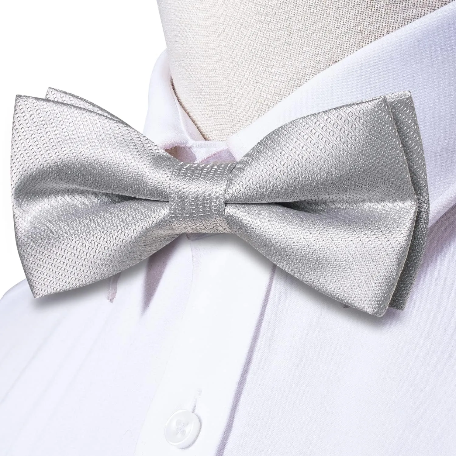 Hi-Tie Bow Ties for Men Pre-Tied Pocket Square with Cufflinks Mens Bowtie Sets for Wedding Formal Party