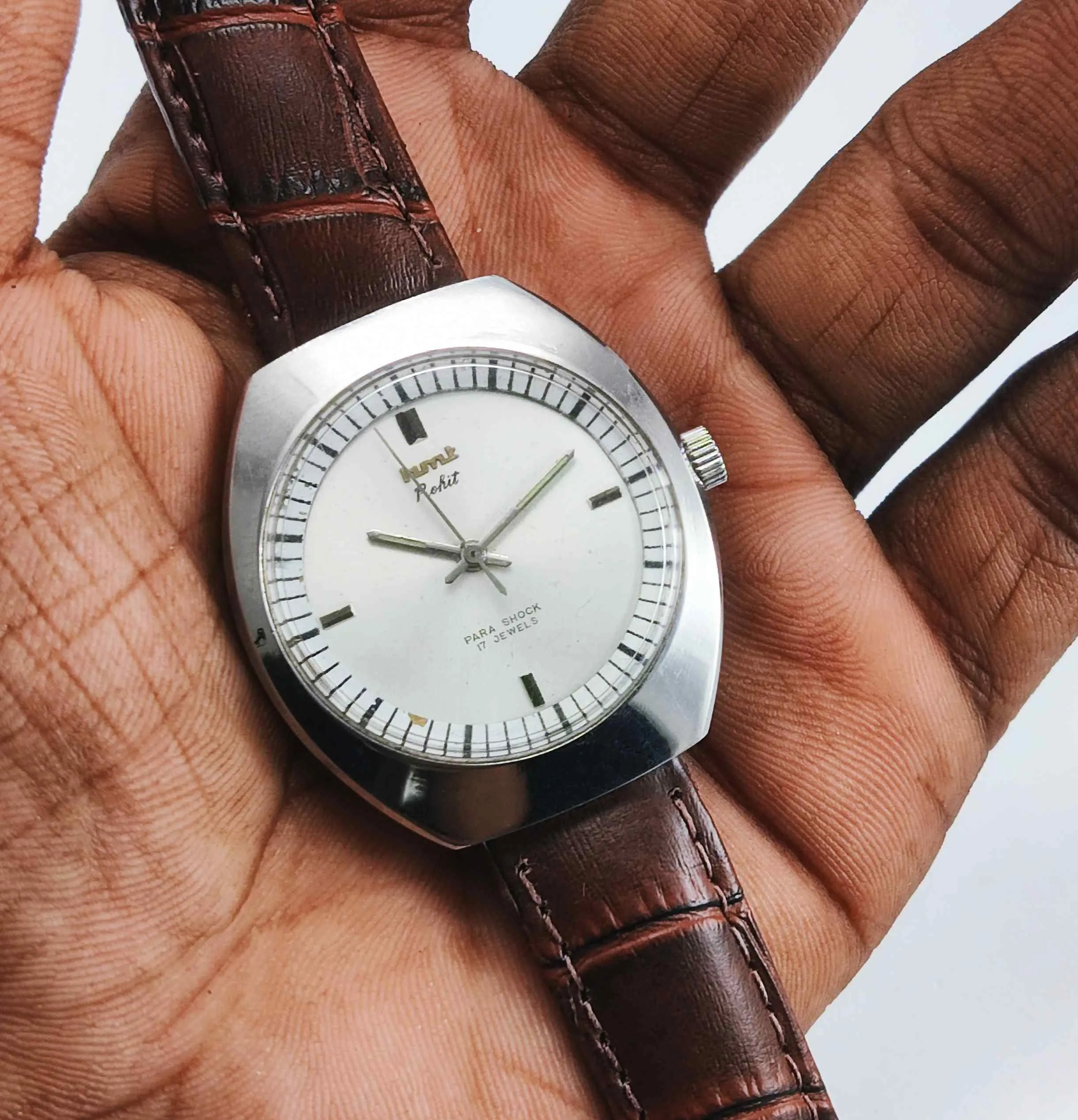 HMT Rohit Para Shock 17 Jewels Silver Dial HandWinding Men's Watch