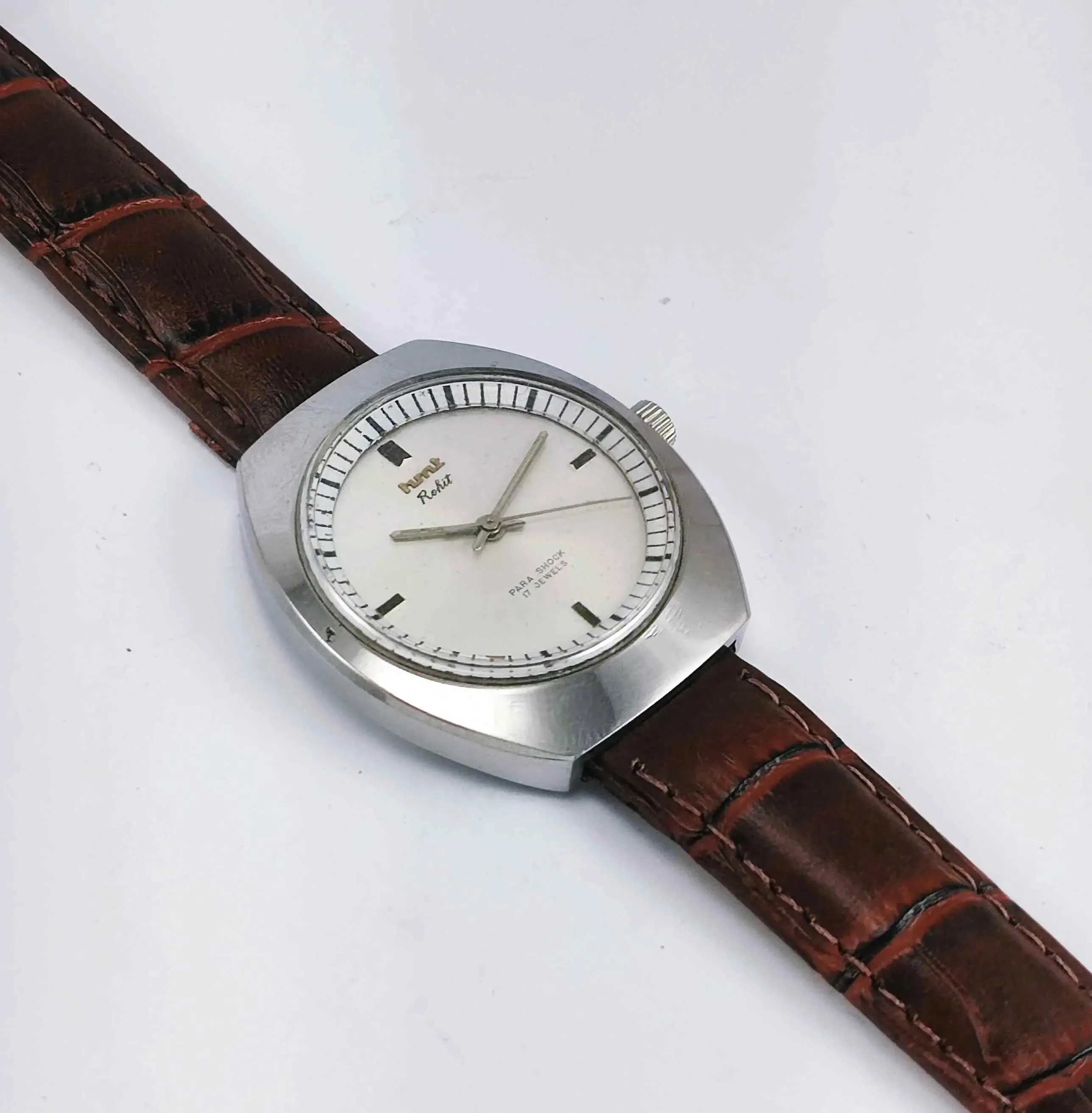 HMT Rohit Para Shock 17 Jewels Silver Dial HandWinding Men's Watch