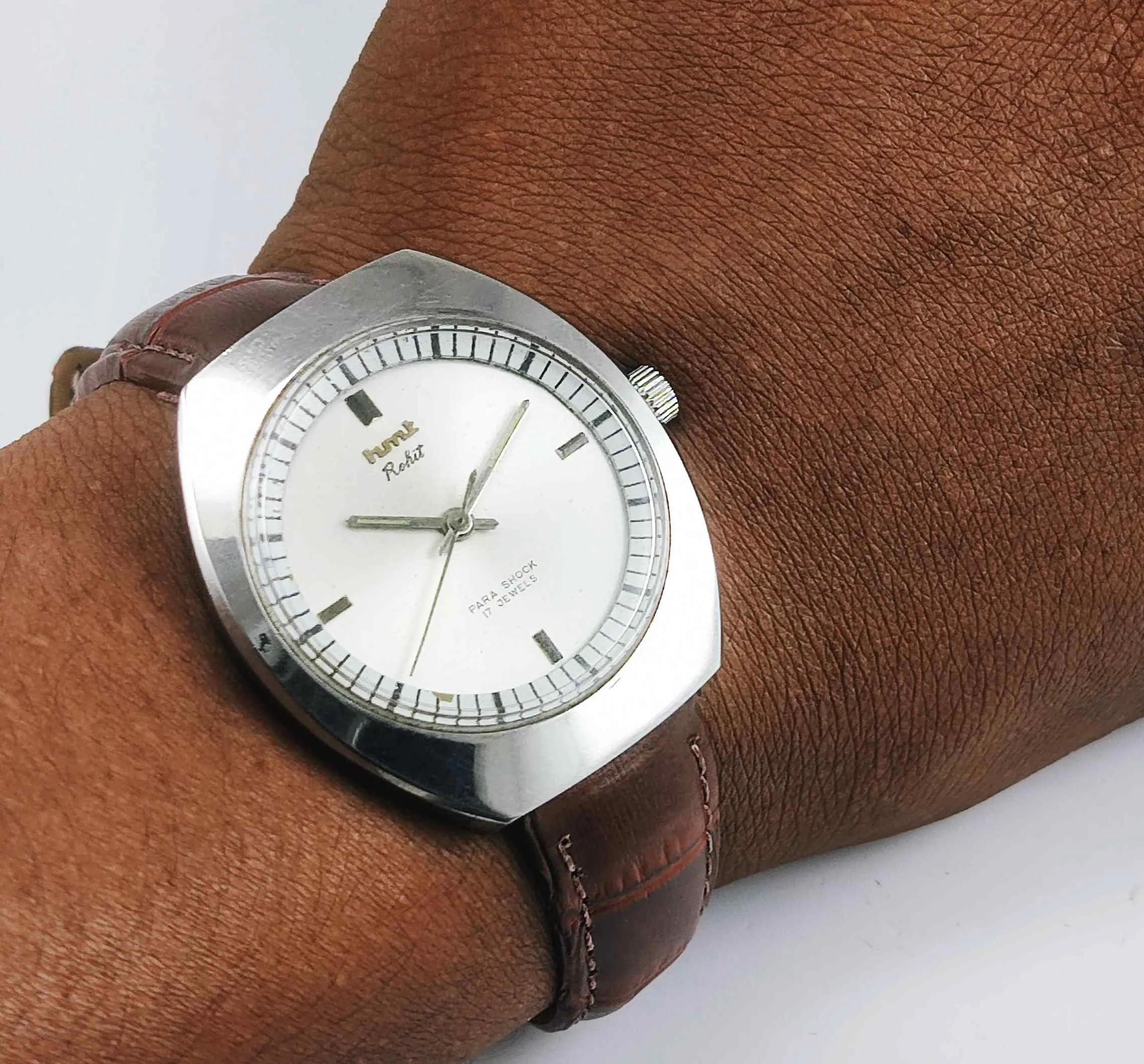 HMT Rohit Para Shock 17 Jewels Silver Dial HandWinding Men's Watch