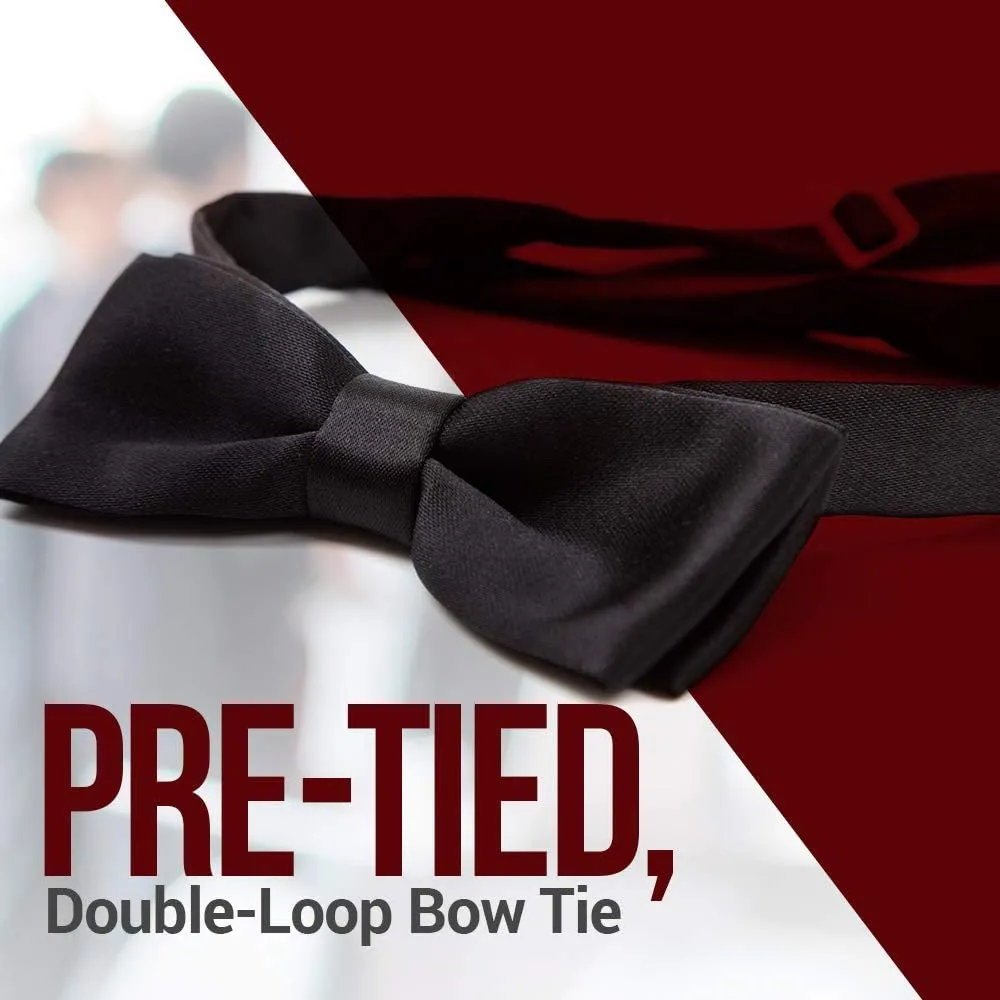HOLD'EM Bow Tie For Mens Satin look Solid Color Adjustable Pre-tied