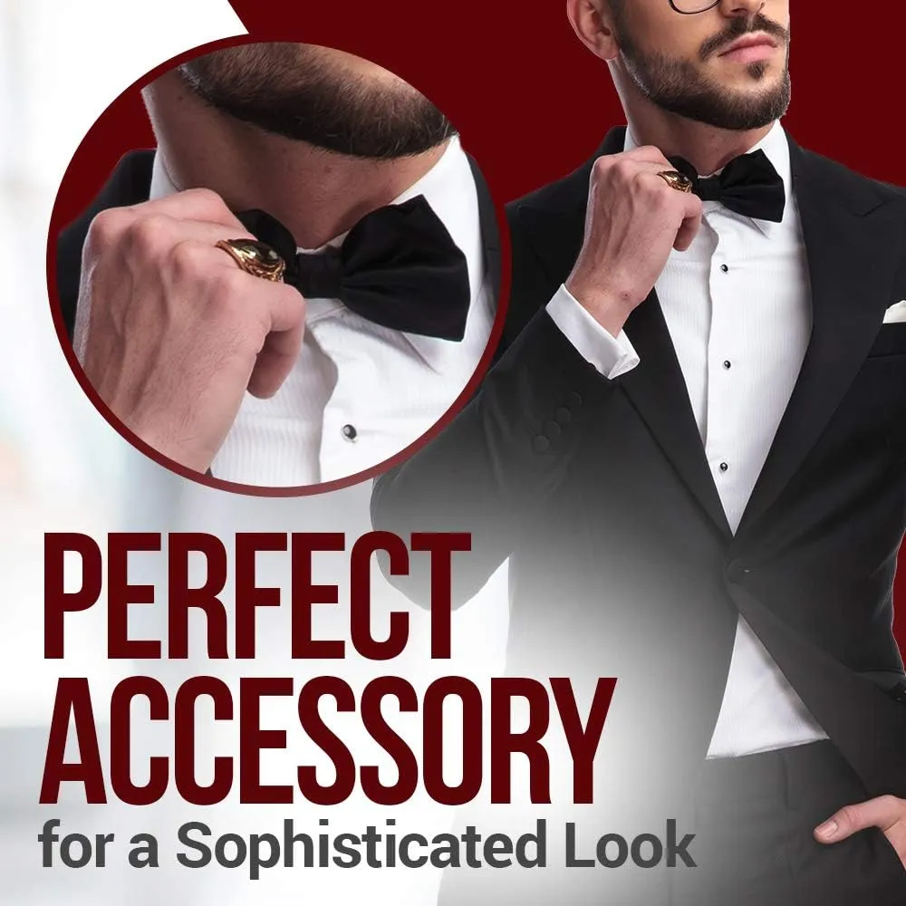 HOLD'EM Bow Tie For Mens Satin look Solid Color Adjustable Pre-tied
