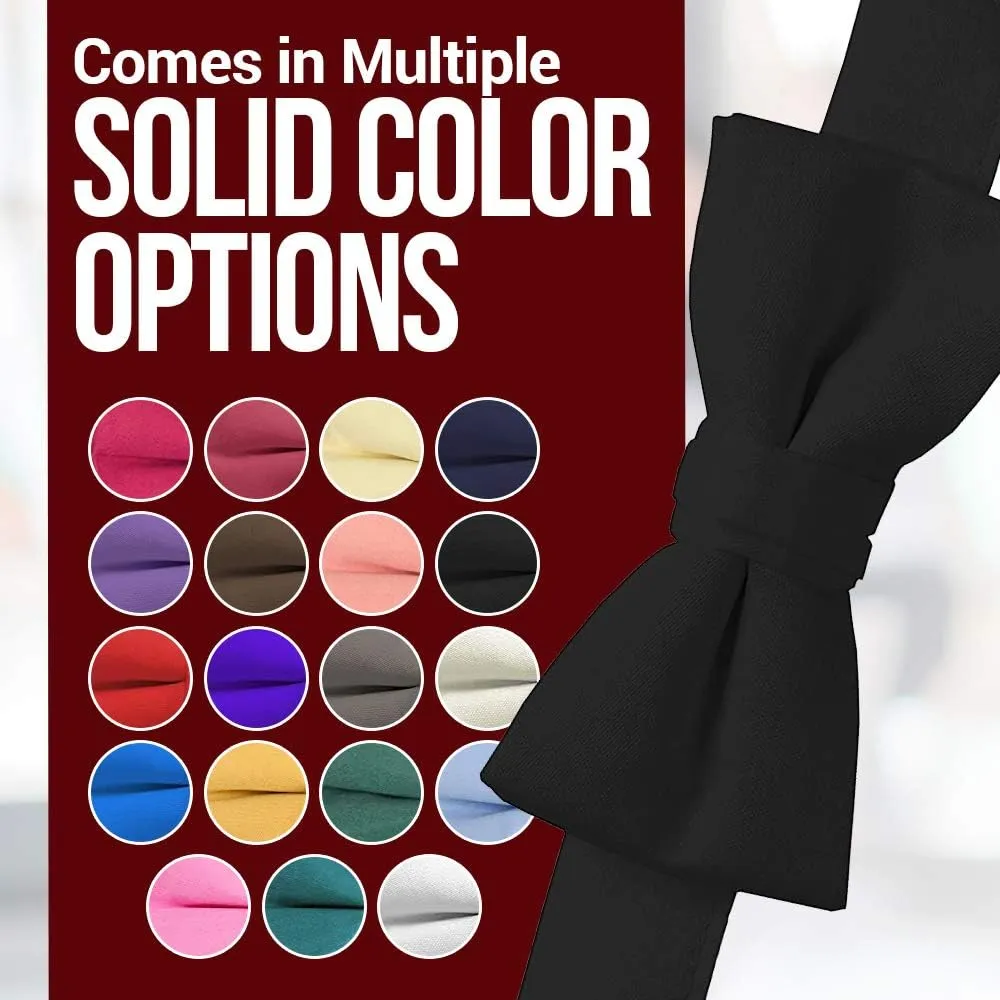 HOLD'EM Bow Tie For Mens Satin look Solid Color Adjustable Pre-tied