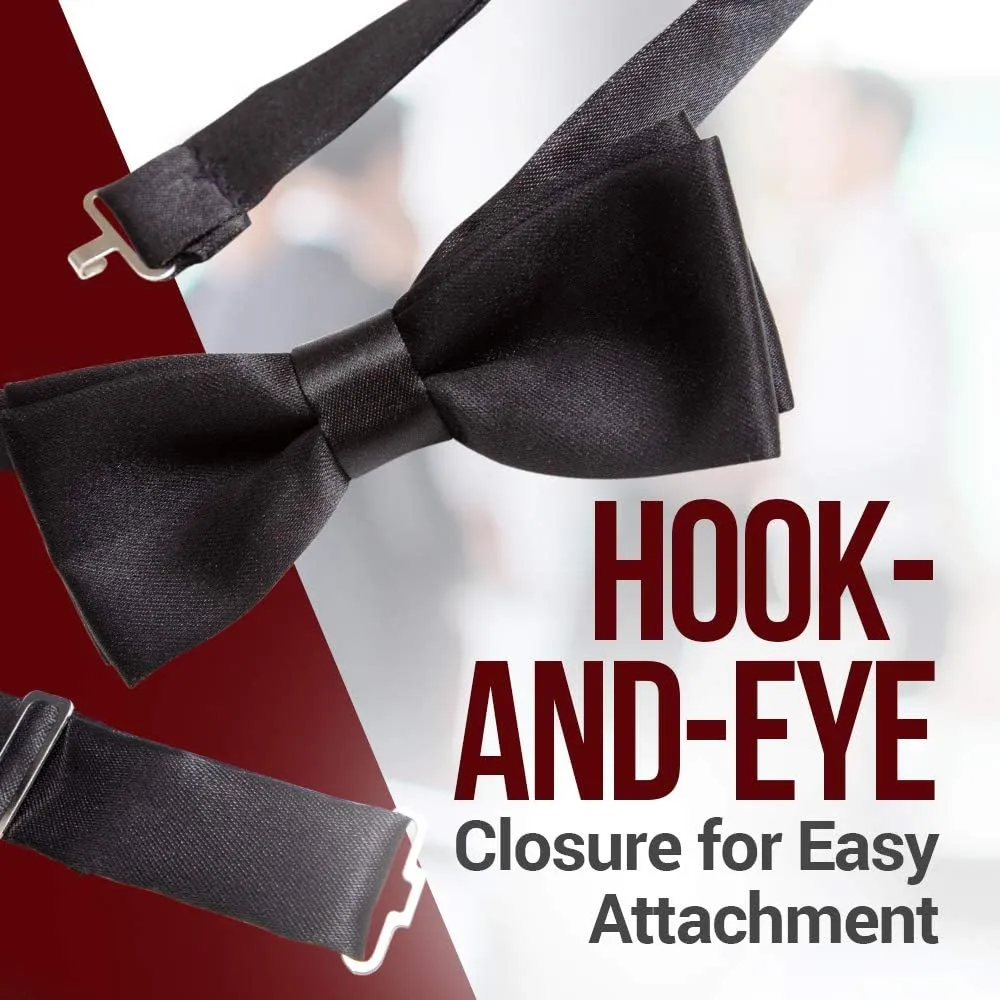 HOLD'EM Bow Tie For Mens Satin look Solid Color Adjustable Pre-tied