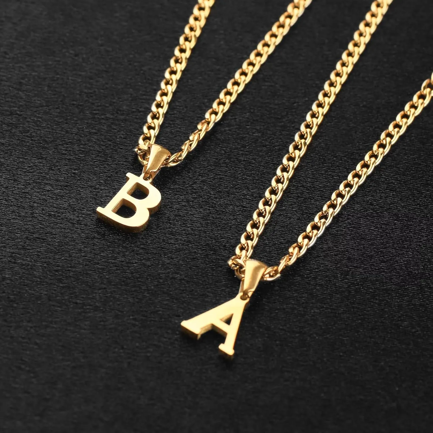 Initial A-Z Letter Pendant Necklace for Men 18K Gold Plated Capital Initial Necklace Cuban Link Chain 4mm 20 Inch Jewelry Gift