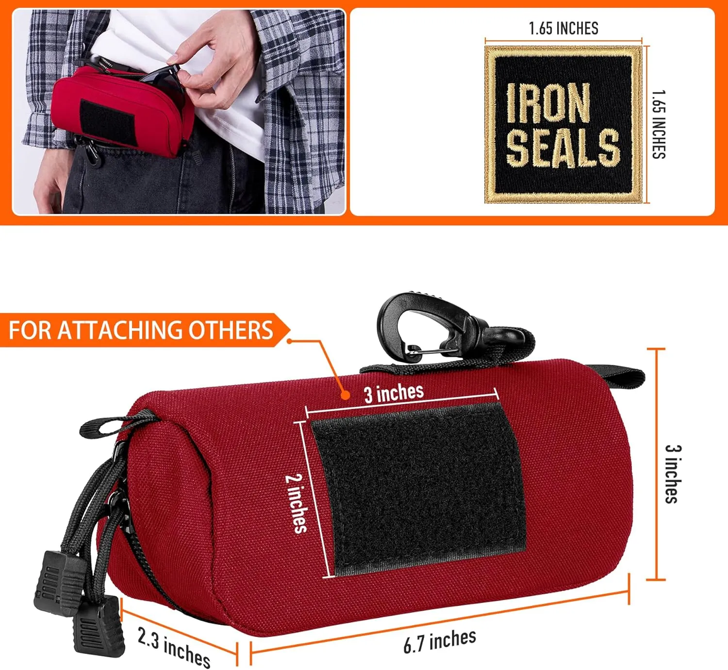 IronSeals 2 Pack Extra Large Tactical Molle Sunglasses Case Anti-Shock Hard Clamshell Glasses Case, XL