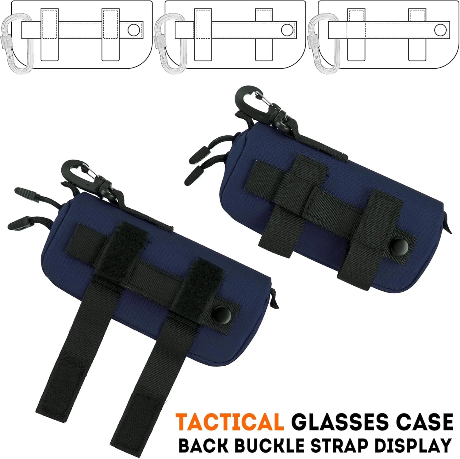 IronSeals 2 Pack Extra Large Tactical Molle Sunglasses Case Anti-Shock Hard Clamshell Glasses Case, XL