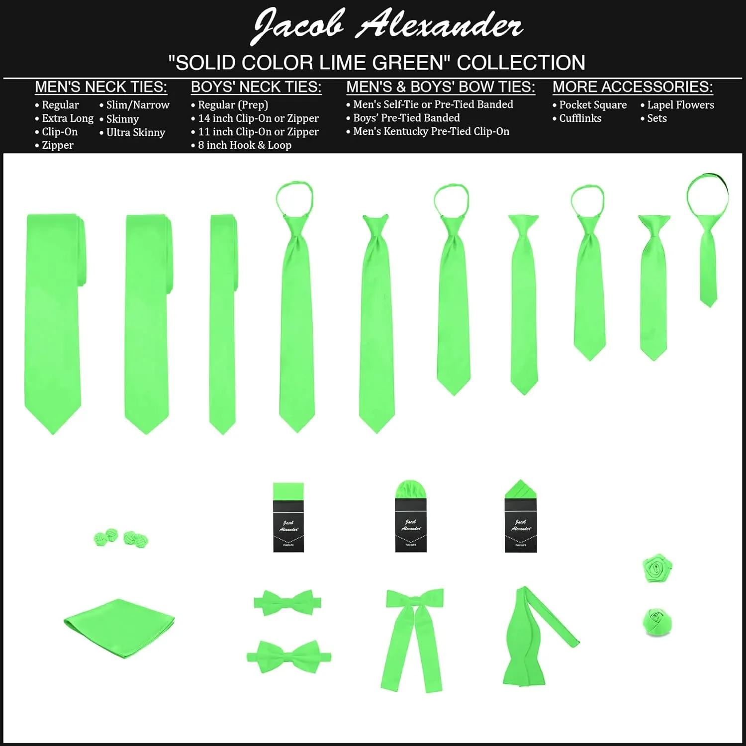 Jacob Alexander 2 Piece Set Matching Father Son Men's and Young Boys' Pre-Tied Adjustable Banded Bow Tie