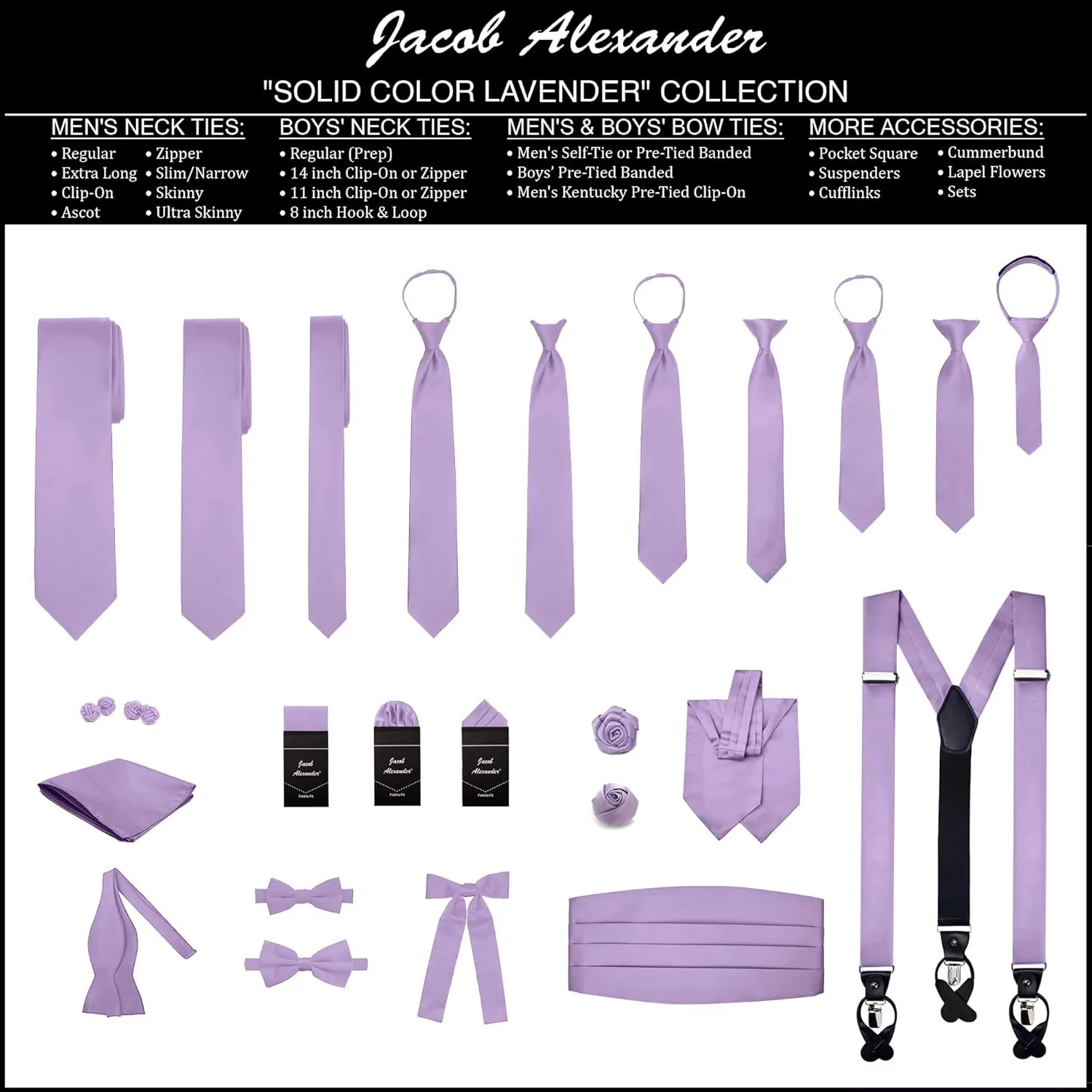 Jacob Alexander 2 Piece Set Matching Father Son Men's and Young Boys' Pre-Tied Adjustable Banded Bow Tie