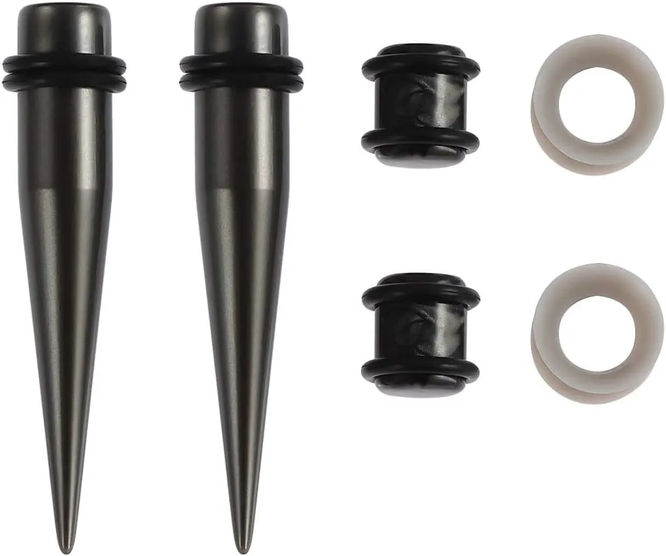 JieyueJewelry 50 Pieces Ear Stretching Kit 14G-00G Acrylic Tapers and Plugs   Silicone Tunnels - Ear Gauges Expander Set Body Piercing Jewelry