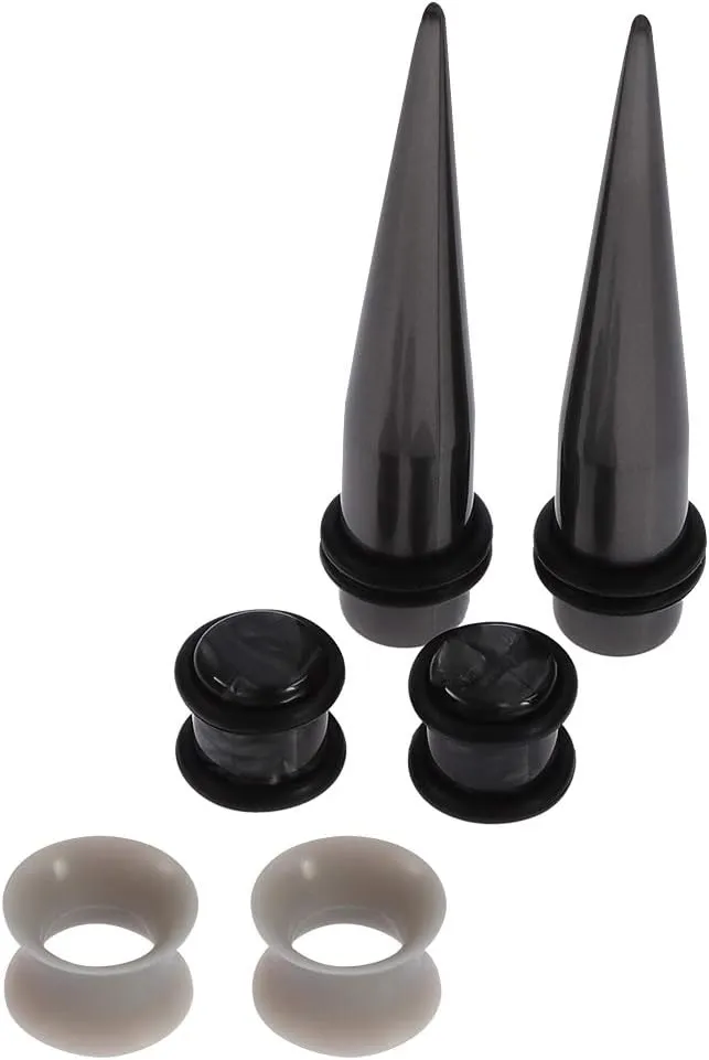 JieyueJewelry 50 Pieces Ear Stretching Kit 14G-00G Acrylic Tapers and Plugs   Silicone Tunnels - Ear Gauges Expander Set Body Piercing Jewelry