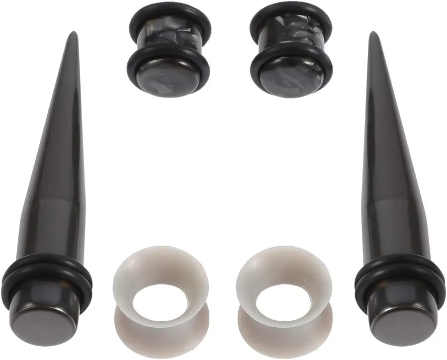 JieyueJewelry 50 Pieces Ear Stretching Kit 14G-00G Acrylic Tapers and Plugs   Silicone Tunnels - Ear Gauges Expander Set Body Piercing Jewelry