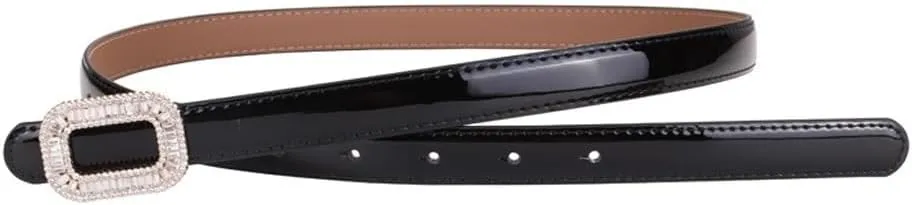 JSEIAJB Dress Belt Women's Rhinestone Decorative Cowhide Small Belt Paired with Suit Skirt Waist Cinched Jeans Belt(D)
