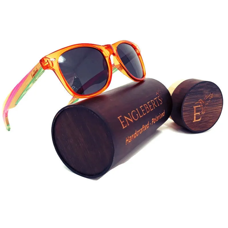 Juicy Fruit Muti-Colored Bamboo Sunglasses, Polarized with Wood Case