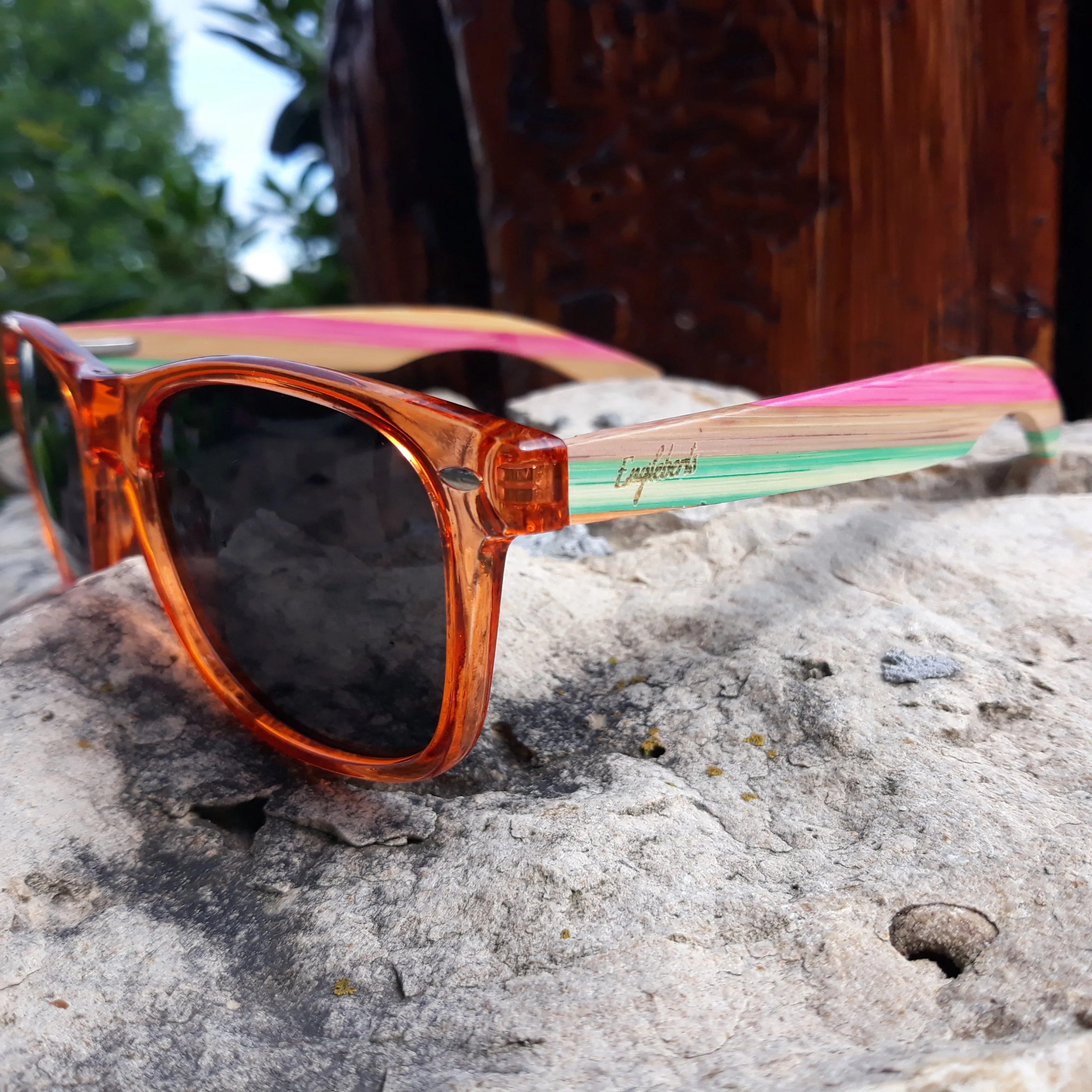 Juicy Fruit Muti-Colored Bamboo Sunglasses, Polarized with Wood Case