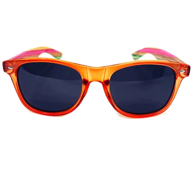 Juicy Fruit Muti-Colored Bamboo Sunglasses, Polarized with Wood Case