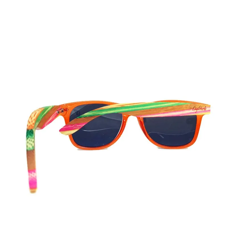 Juicy Fruit Muti-Colored Bamboo Sunglasses, Polarized with Wood Case