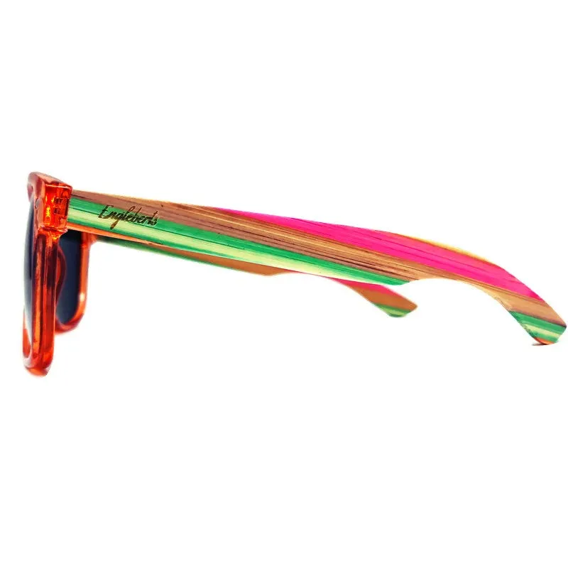 Juicy Fruit Muti-Colored Bamboo Sunglasses, Polarized with Wood Case