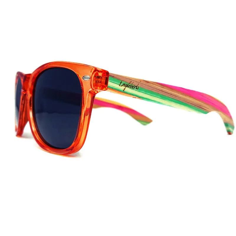 Juicy Fruit Muti-Colored Bamboo Sunglasses, Polarized with Wood Case
