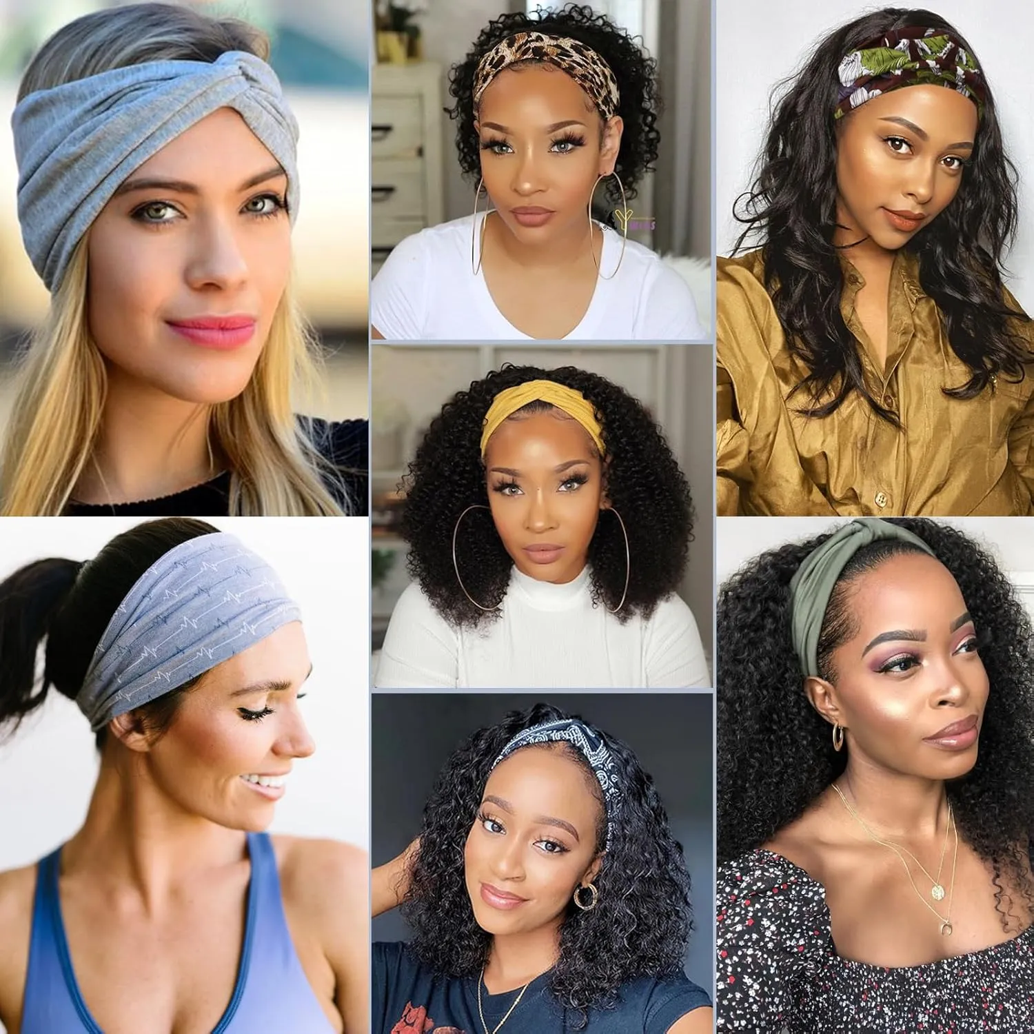 Kachanaa 6 Pcs Non-Slip Headbands for Women,Boho Hair Bands Soft Cross Elastic Head Bands Hair Accessories,Wear for Yoga Working Out Travel or Running