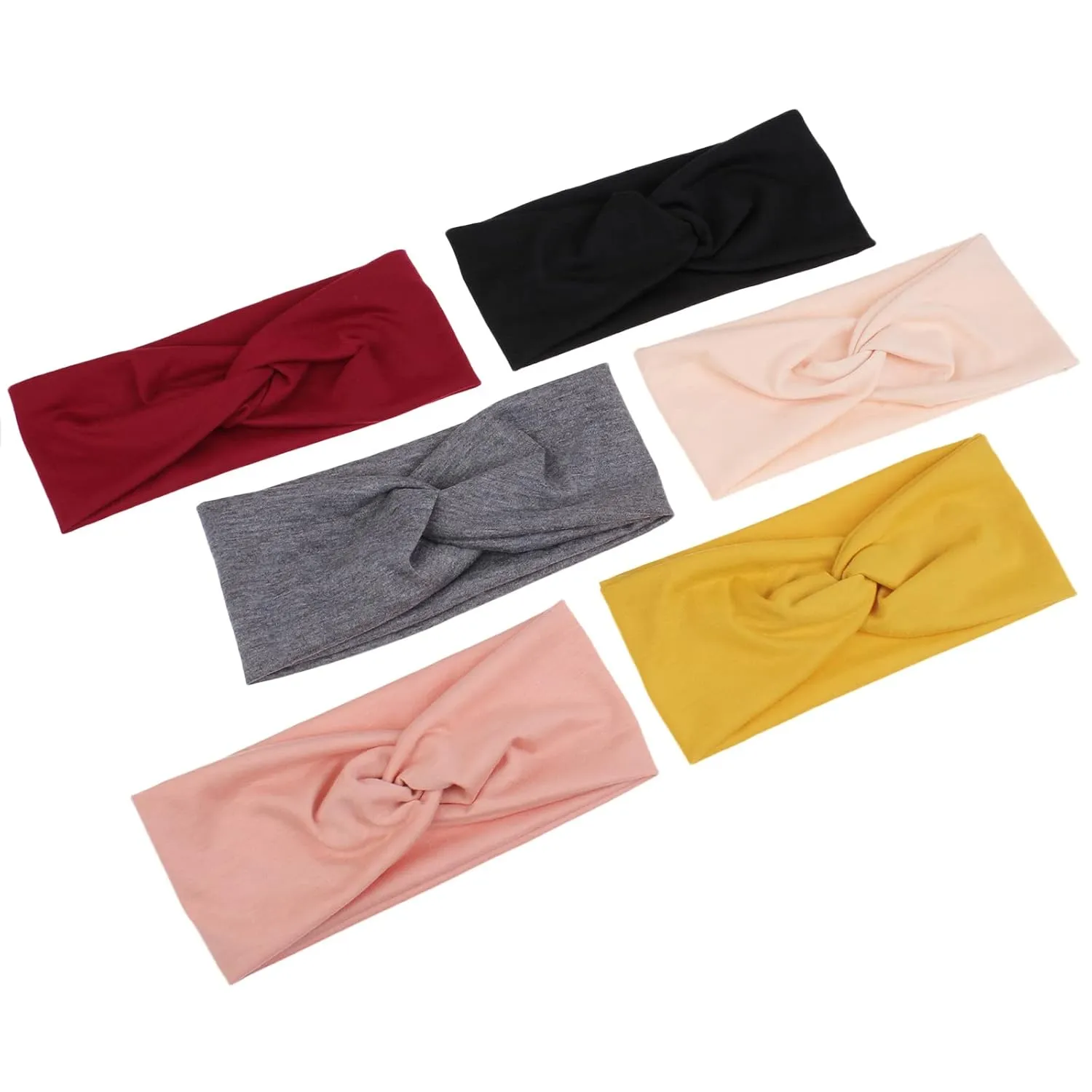 Kachanaa 6 Pcs Non-Slip Headbands for Women,Boho Hair Bands Soft Cross Elastic Head Bands Hair Accessories,Wear for Yoga Working Out Travel or Running