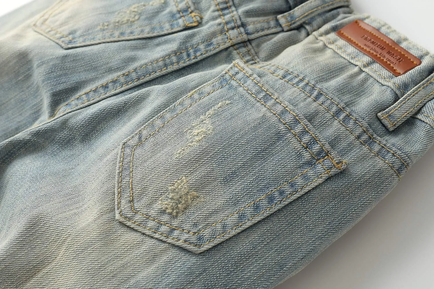 KIDSCOOL SPACE Baby Girl Boy Jeans,Elastic Band Inside with D-Rings Ripped Denim Pants
