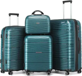 LARVENDER Luggage Sets, Luggage 4 Piece Set, Expandable Luggage Set Clearance Suitcases with Spinner Wheels Hardside Luggage with TSA Lock (Dark Green)