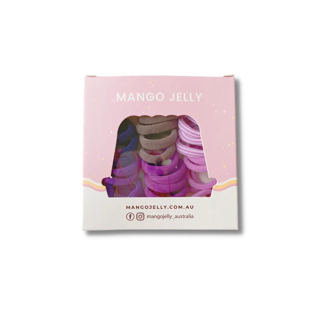 MANGO JELLY Metal Free Hair Ties (3cm) - Magic Purple 36P - Three Pack
