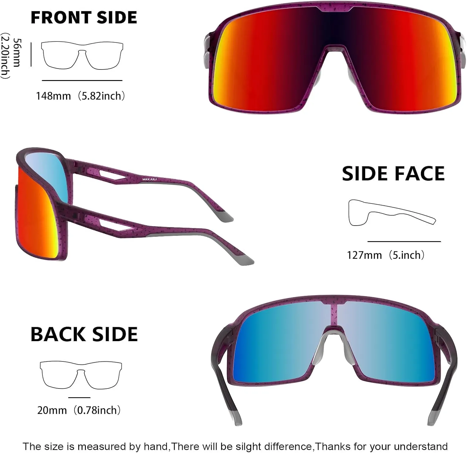 MAXJULI Polarized Cycling Sunglasses for Men Women, Windproof Outdoor Sports Running UV400 Protection Sun Glasses 8214