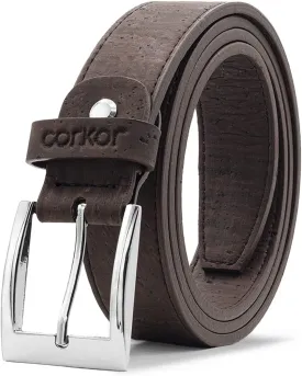 Men Cork Belt - Vegan Leather - Belt for Men Brown Black Color Durable, Adjustable, Non-Leather 1 1/8" for Casual Wear