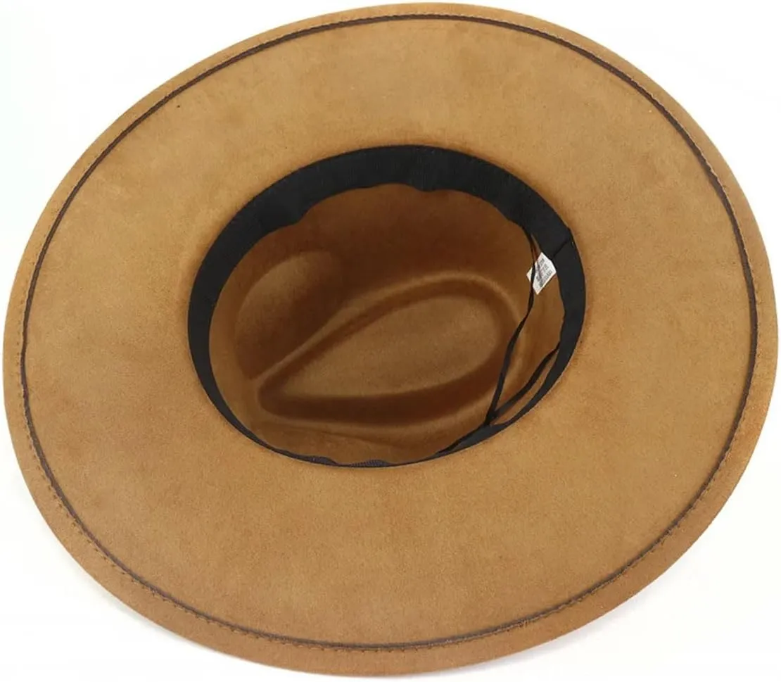 Men's Vintage Suede Hats Classic Wide Brim Fedora Hat for Women Men Church Floppy Panama Jazz Cap