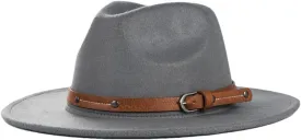 Mens Wide Brim Big Wool Fedora Hat for Women with Leather Gentleman Elegant Lady Jazz Church Panama Hat