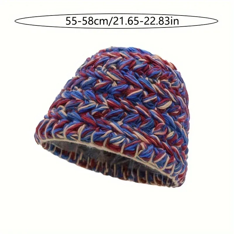 Mixed Color Coarse Yarn Knitted Fisherman Small Face Hat