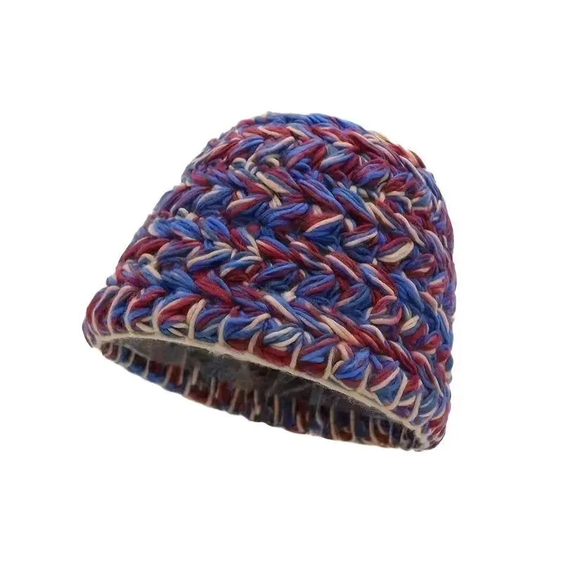 Mixed Color Coarse Yarn Knitted Fisherman Small Face Hat