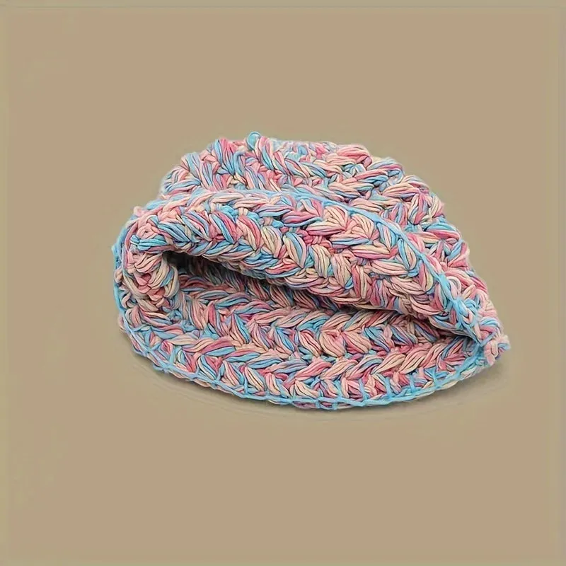 Mixed Color Coarse Yarn Knitted Fisherman Small Face Hat