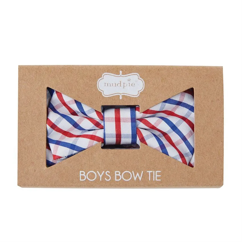 Mud Pie Blue & Red Check Bow Tie