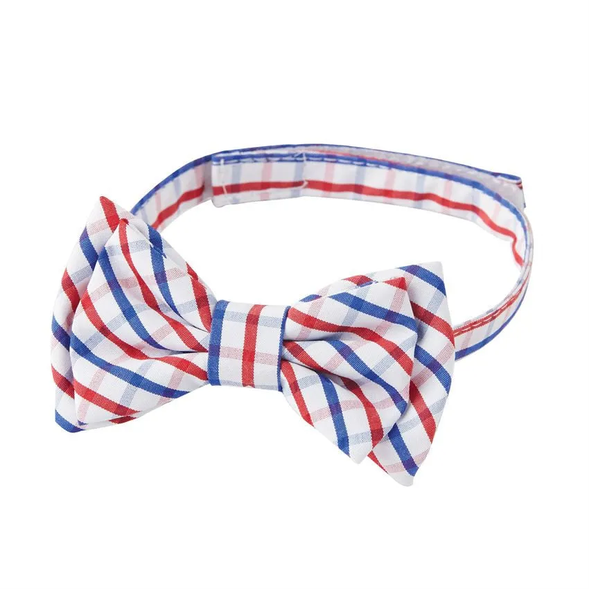 Mud Pie Blue & Red Check Bow Tie