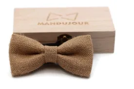 Natural Burlap Jute bow tie - Mandujour Handmade