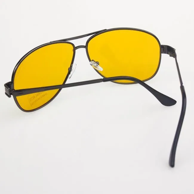 New Yellow HD Night Vision Driving Anti Glare Glasses Eyewear sun glass gun Metal Frame men women sunglasses