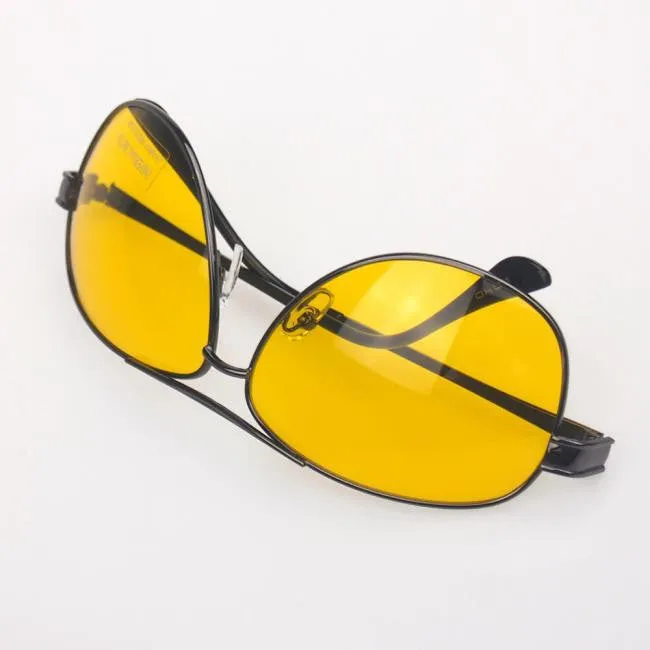 New Yellow HD Night Vision Driving Anti Glare Glasses Eyewear sun glass gun Metal Frame men women sunglasses