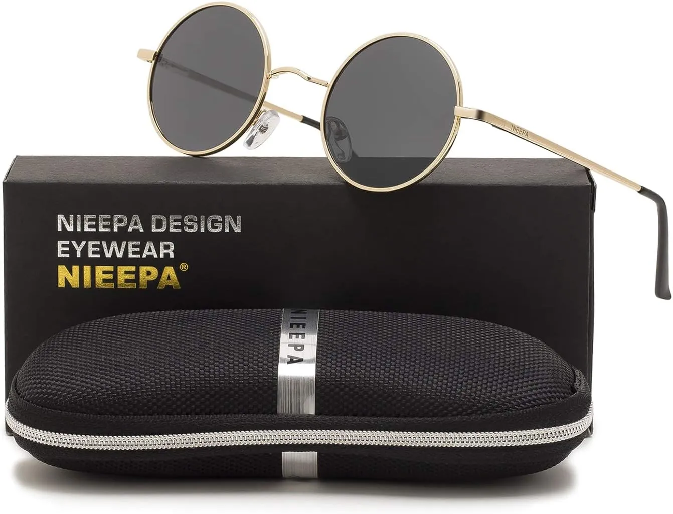NIEEPA Vintage Small Round Polarized Hippie Sunglasses for Men Women Circle Sun Glasses NP1002