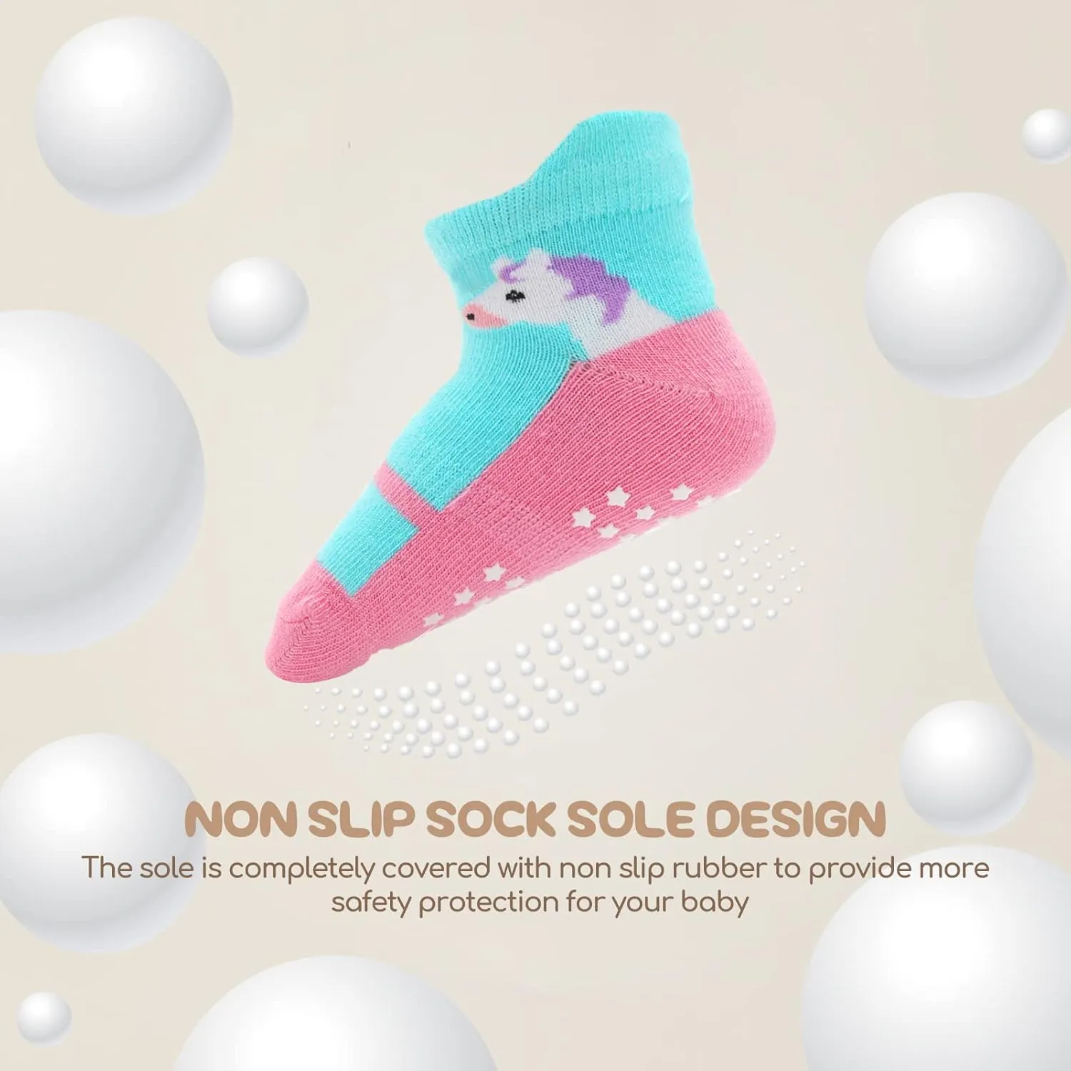 Non Slip Grip Ankle Baby Socks 12 Pack for Toddler Boys and Girls Kids,Infant Cute Cotton Baby Socks