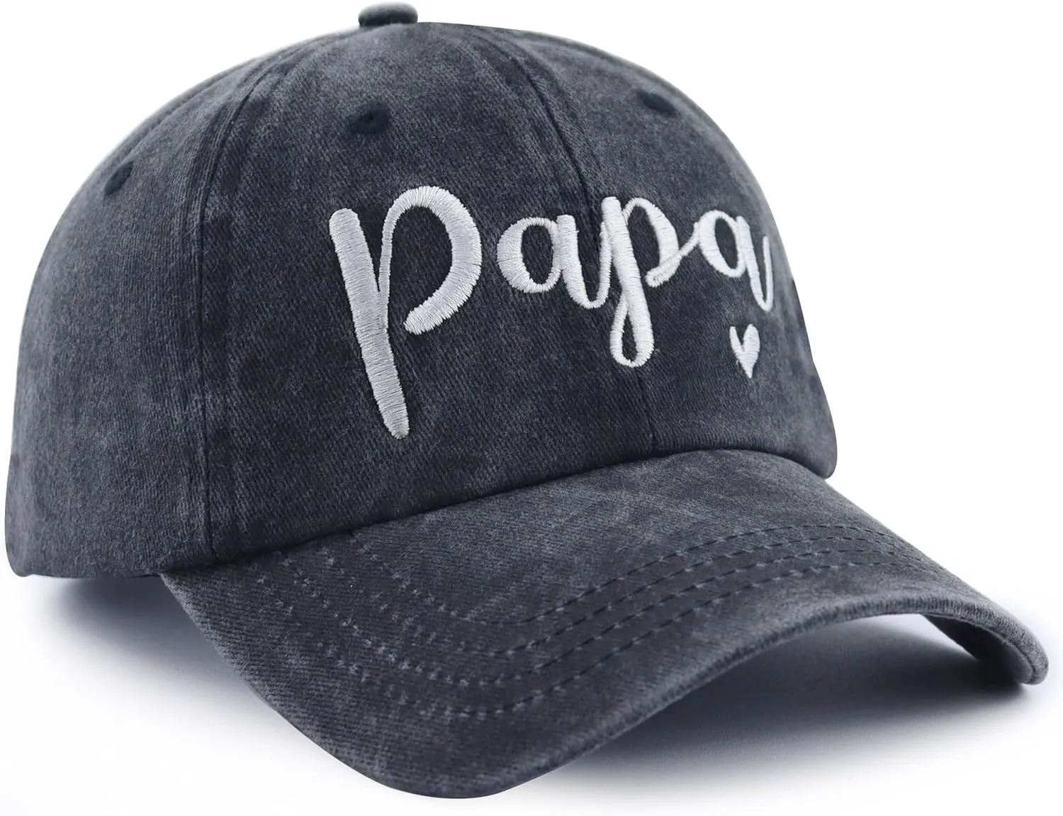 Papa Hats for Men, Adjustable Cotton Embroidered Little Heart Papa Baseball Cap
