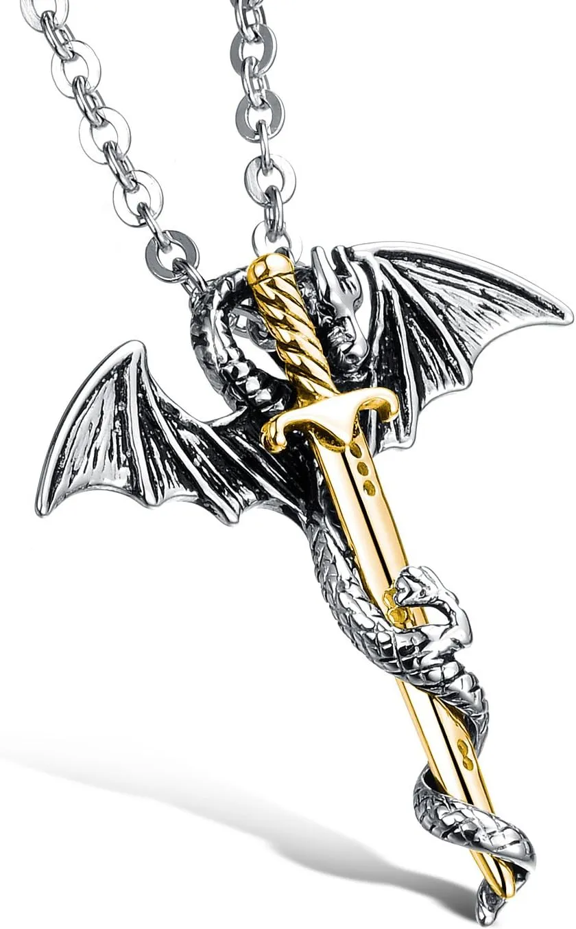 Pendant Necklace for Men Multicolored Stainless Steel Pendant Jewelry Gift for Men Women Couple