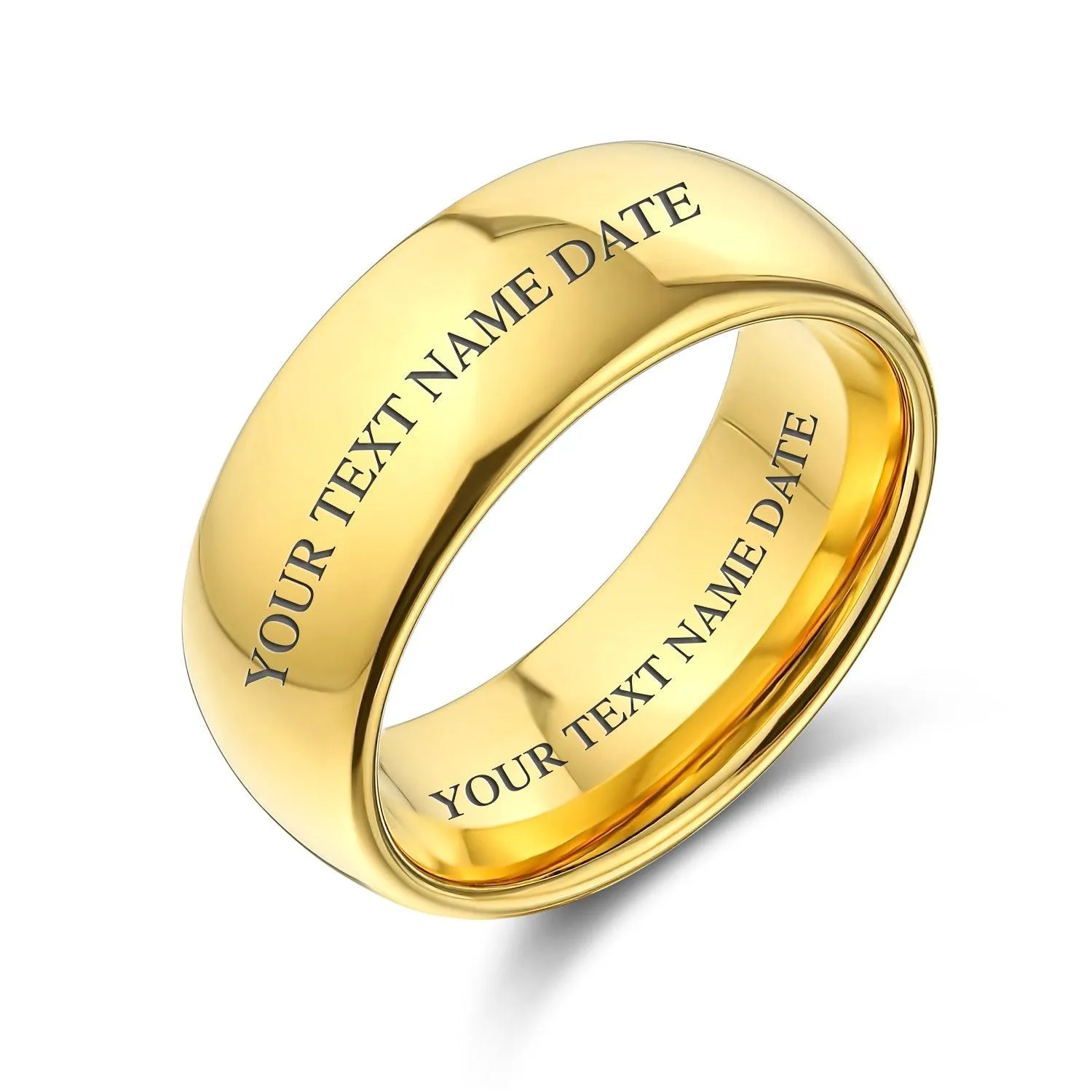 Plain Dome Black Tungsten Wedding Band for Men - Comfort Fit Titanium Ring