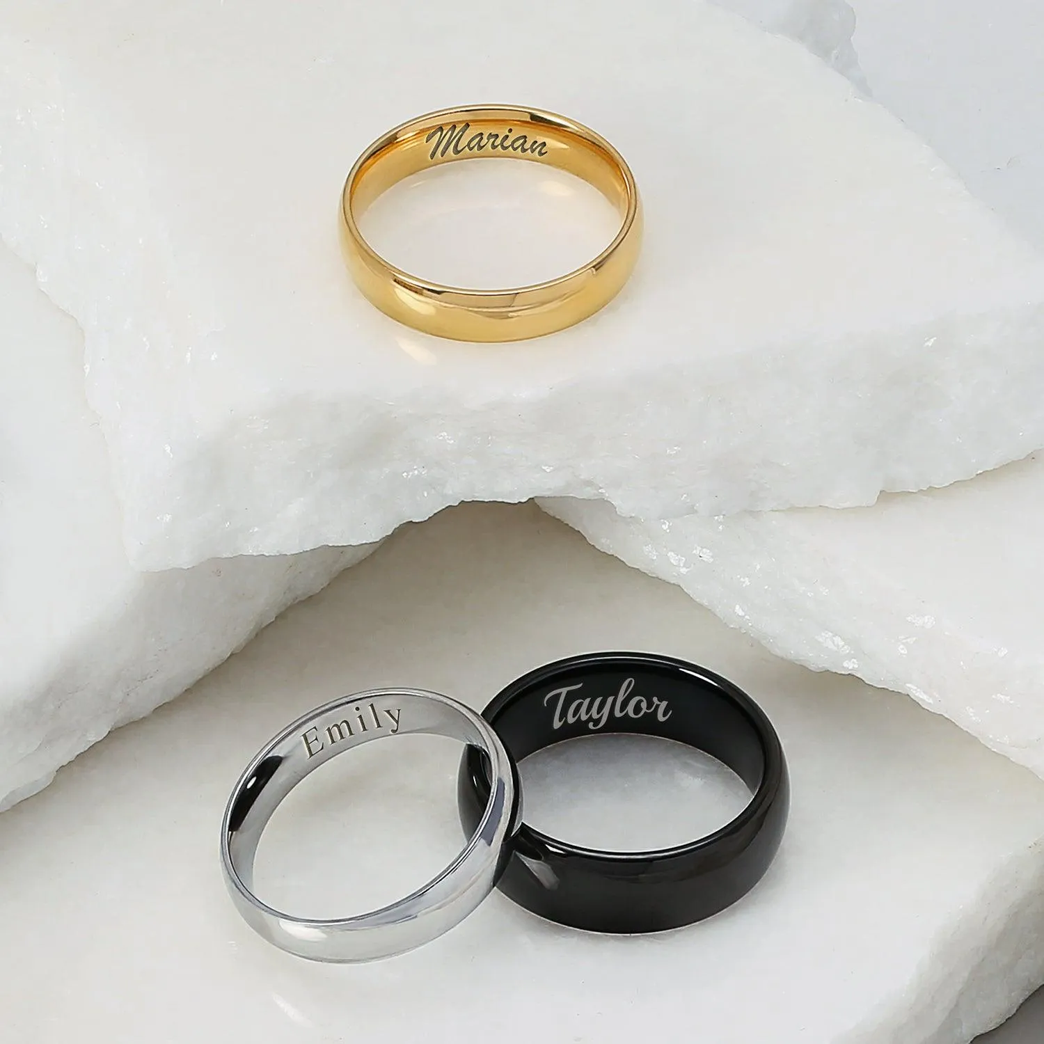 Plain Dome Black Tungsten Wedding Band for Men - Comfort Fit Titanium Ring